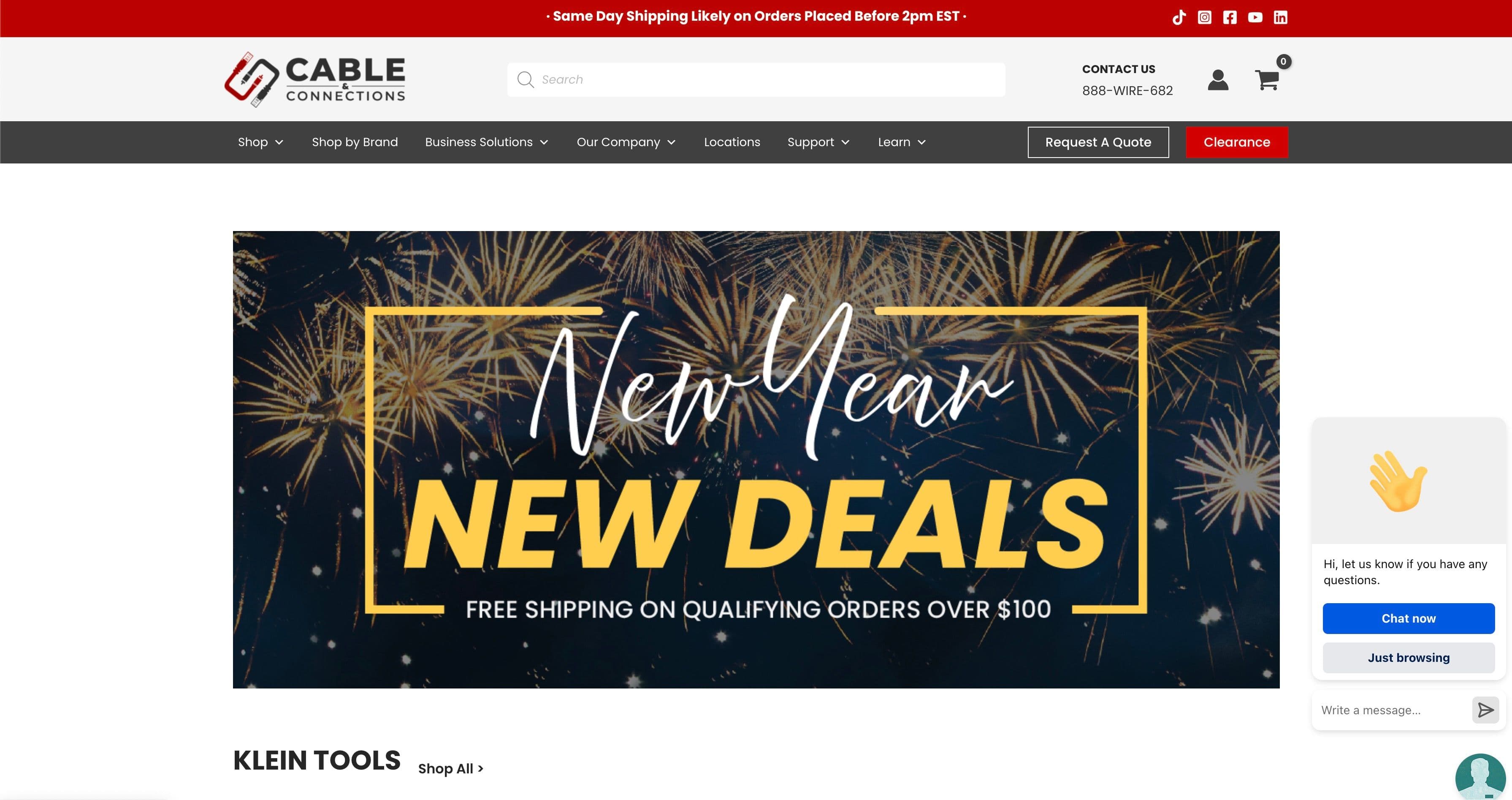 a screenshot of a website advertising new year 's new deals .